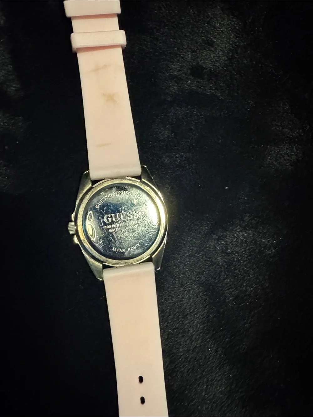 GUESS Pink Silicone Strap Watch with Crystal Bezel